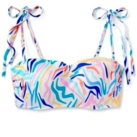 Shade & Shore™ Light Lift Shoulder Tie Bralette Bikini Top Green Blue 36B 38D - Picture 3 of 10